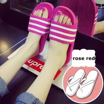 2016 Candy Colors Summer Women Men Flip Flops Femmes Sandals Womens Massage Beach Slippers Black White Plus Size