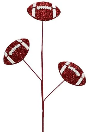 24" Glitter Triple Football Pick: Crimson/White