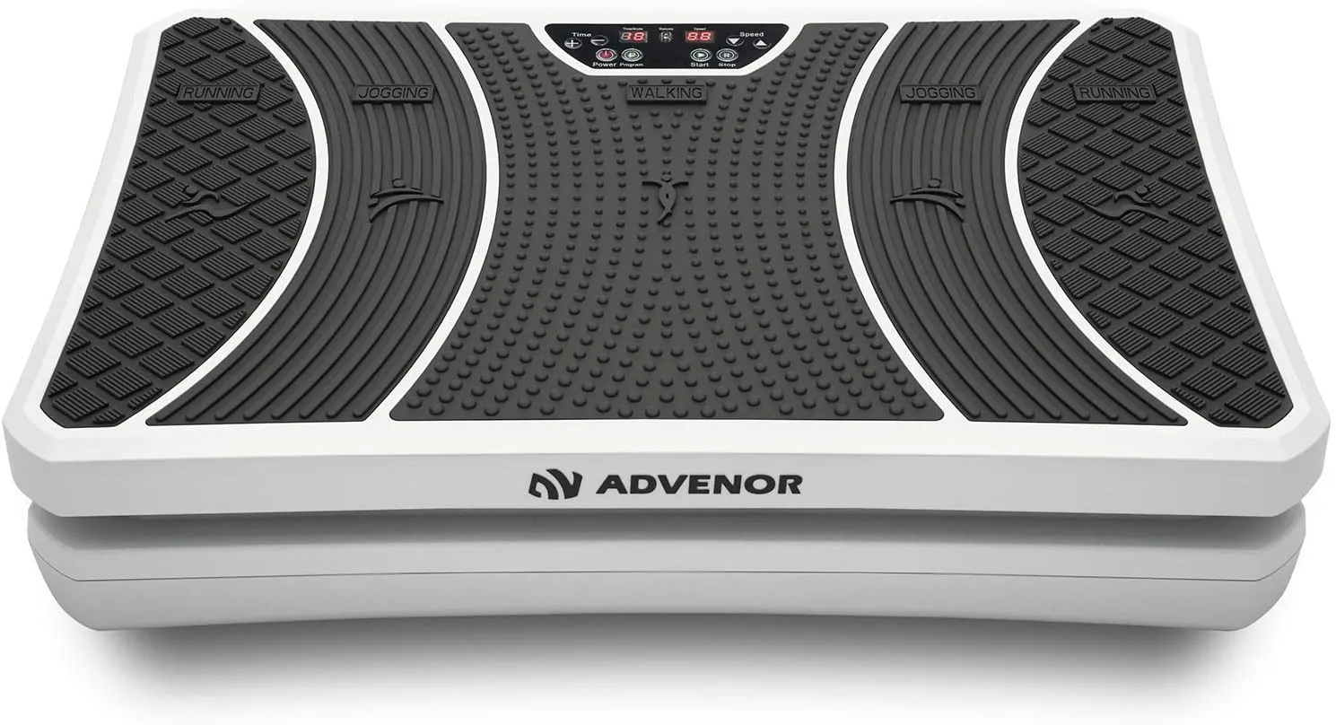 ADVENOR Vibration Plate Exercise Machine 3D Whole Body Workout Fitness Platform with Loop Bands Silent Motor Speed Control 1-99 Level for Home Fitness & Weight Loss