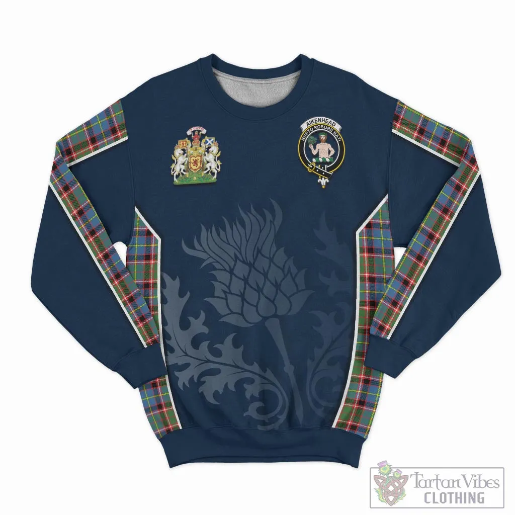 Aikenhead Tartan Sweatshirt with Family Crest and Scottish Thistle Vibes Sport Style