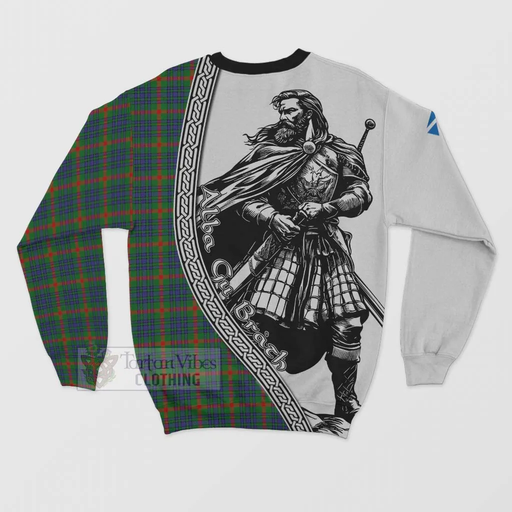 Aiton Tartan Clan Crest Sweatshirt with Highlander Warrior Celtic Style