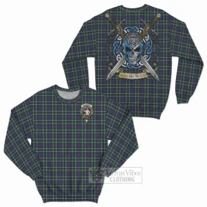 Allardice Tartan Sweatshirt with Family Crest Celtic Skull Style