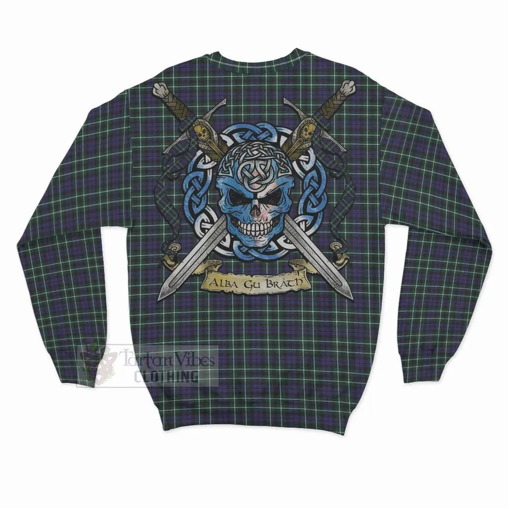 Allardice Tartan Sweatshirt with Family Crest Celtic Skull Style