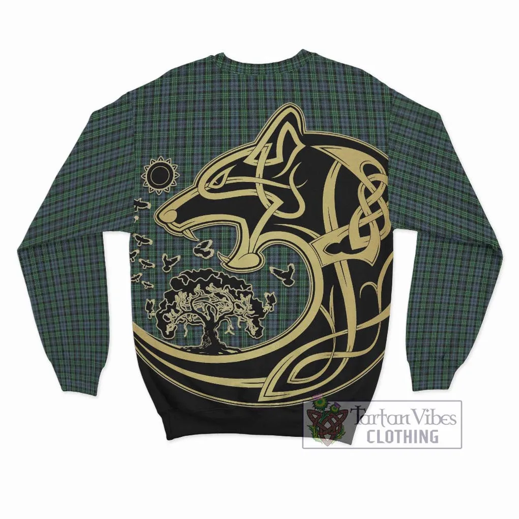 Arbuthnot Tartan Sweatshirt with Family Crest Celtic Wolf Style