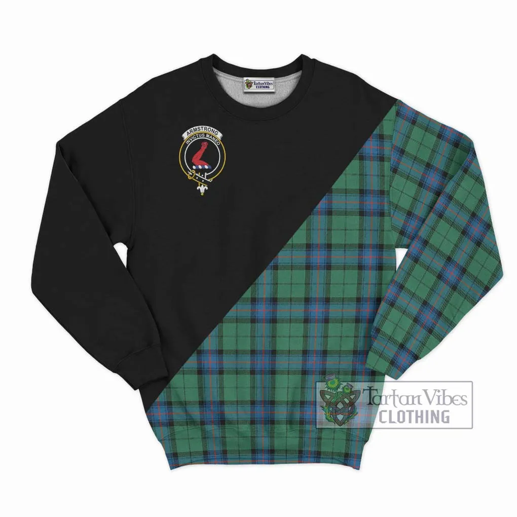 Armstrong Ancient Tartan Sweatshirt with Family Crest and Military Logo Style