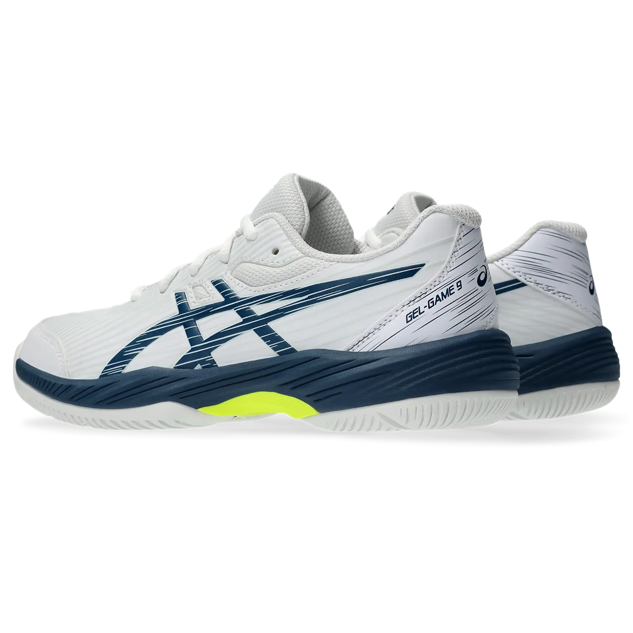 Asics Junior Gel Game 9 Tennis Shoes White Mako Blue