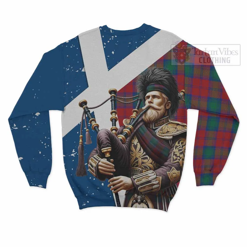 Auchinleck (Affleck) Tartan Sweatshirt with Family Crest Scottish Bagpiper Vibes