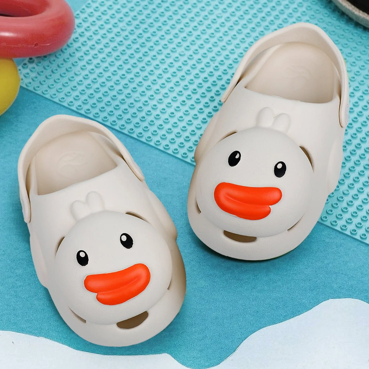 Baby Moo Swimming Duck Waterproof Anti-Skid Sling Back Clogs - Cream