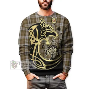 Baillie Dress Tartan Sweatshirt with Family Crest Celtic Wolf Style