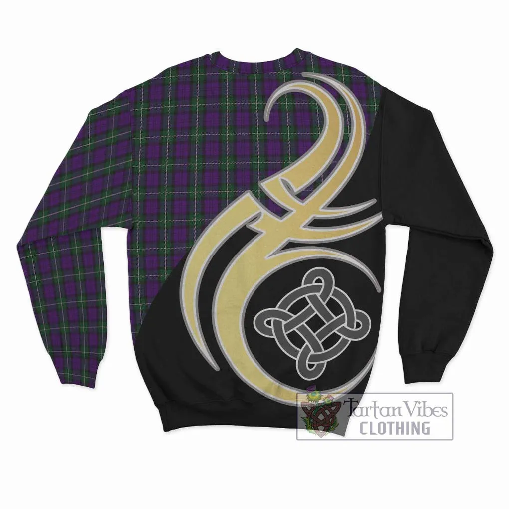 Baillie Highland Society Tartan Sweatshirt with Family Crest and Celtic Symbol Style