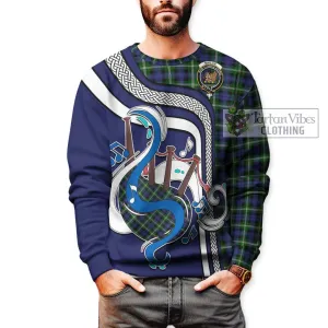 Baillie of Polkemmet Tartan Sweatshirt with Epic Bagpipe Style