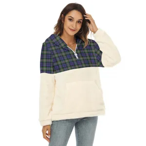 Baird Modern Tartan Women's Borg Fleece Hoodie With Half Zip