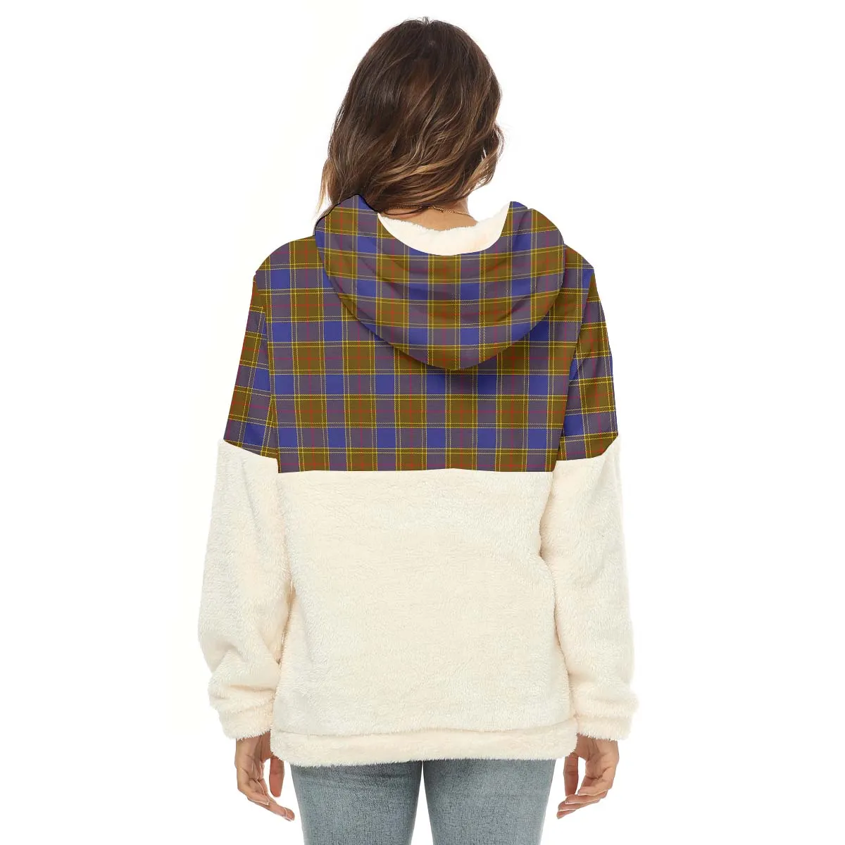 Balfour Tartan Women's Borg Fleece Hoodie With Half Zip