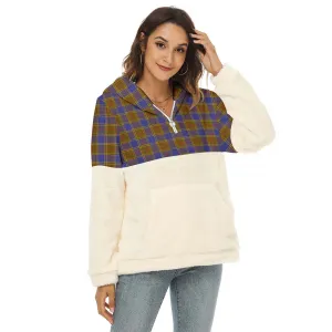 Balfour Tartan Women's Borg Fleece Hoodie With Half Zip