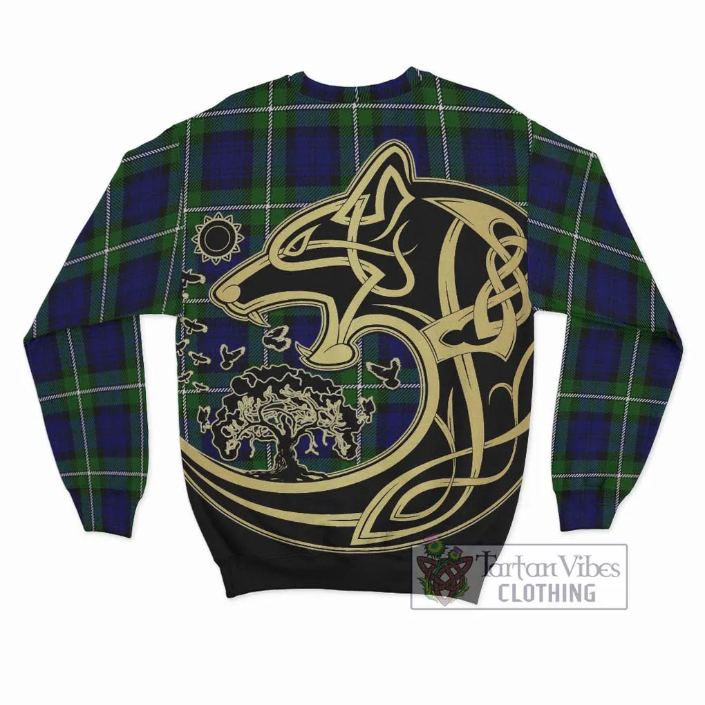 Bannerman Tartan Sweatshirt with Family Crest Celtic Wolf Style