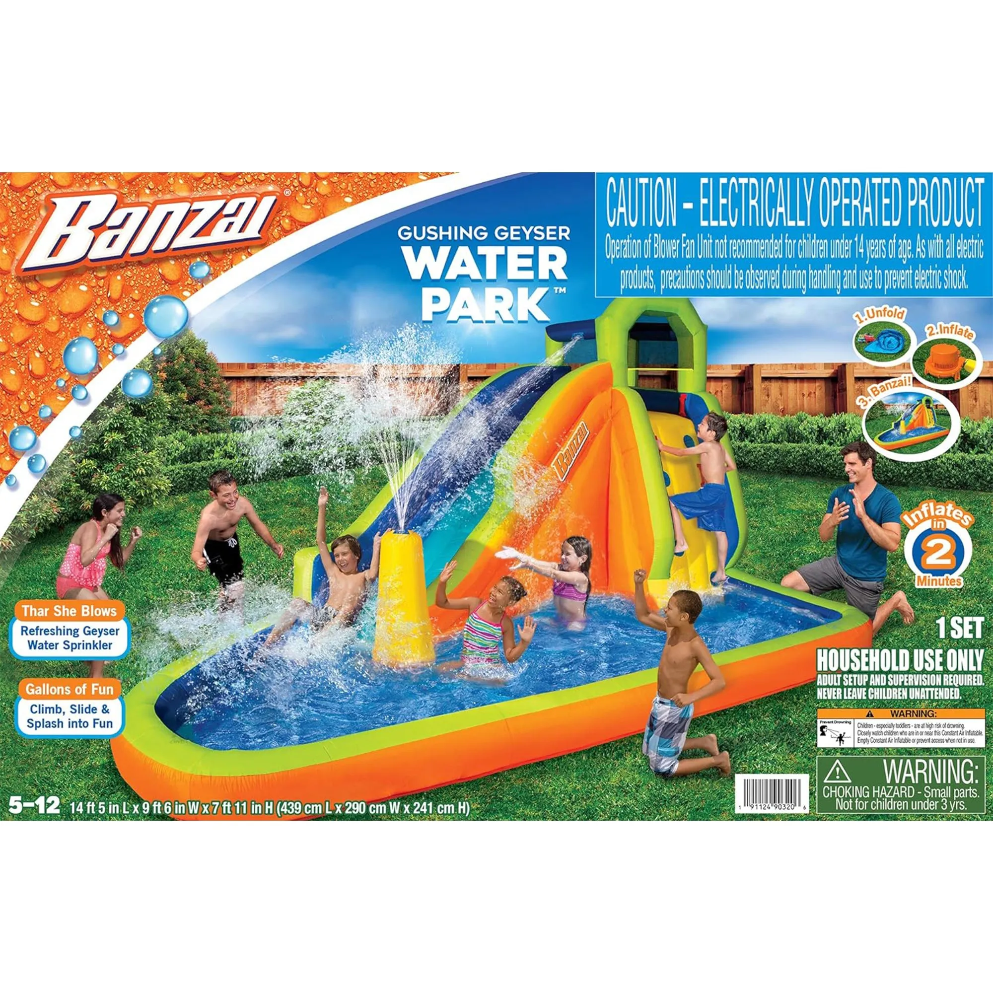 Banzai Gushing Geyser Water-Spraying Inflatable Pool Water Park Set, Multicolor