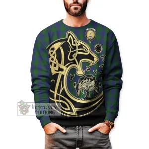 Barclay Tartan Sweatshirt with Family Crest Celtic Wolf Style