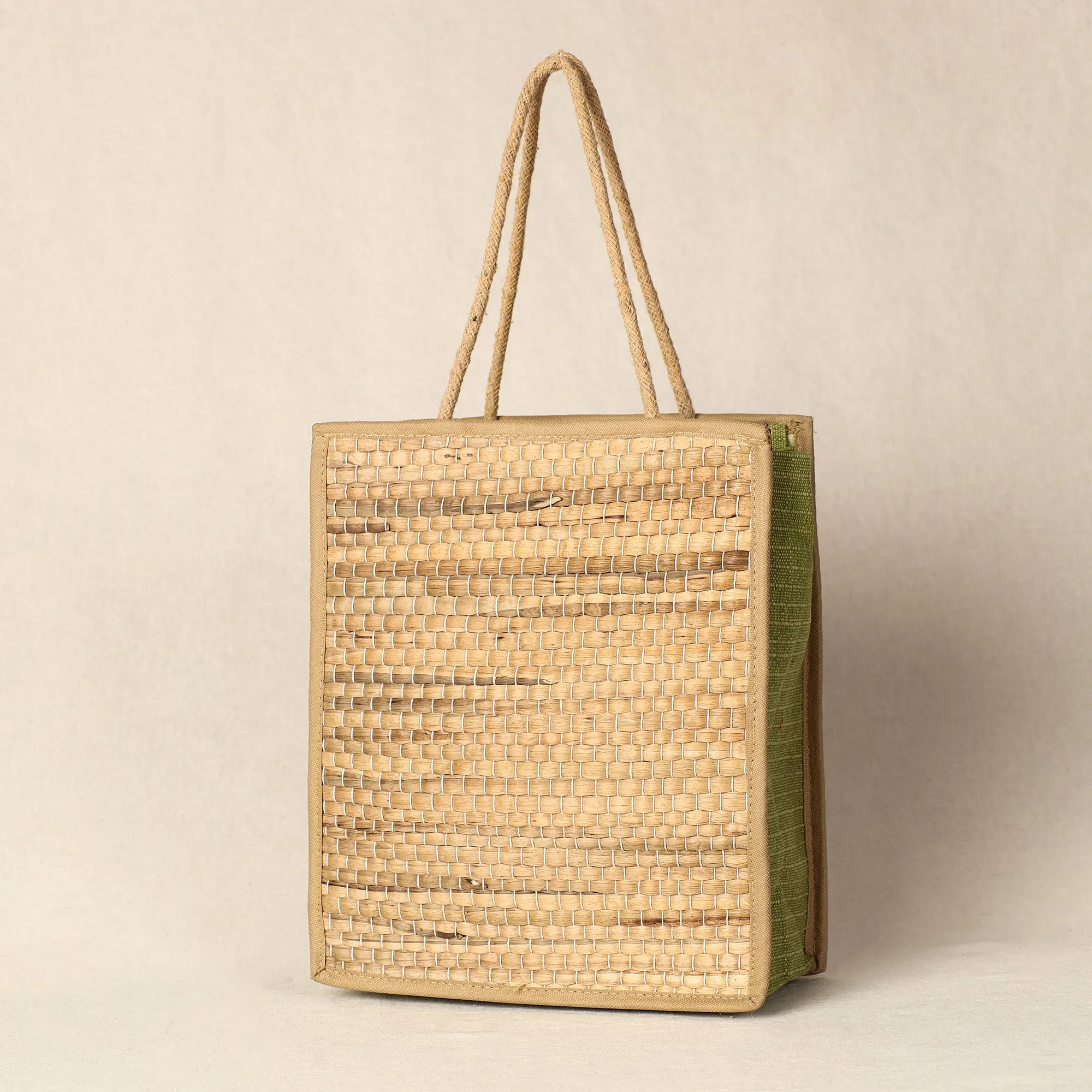 Beige - Handmade Organic Water Hyacinth Lunch Bag from Assam