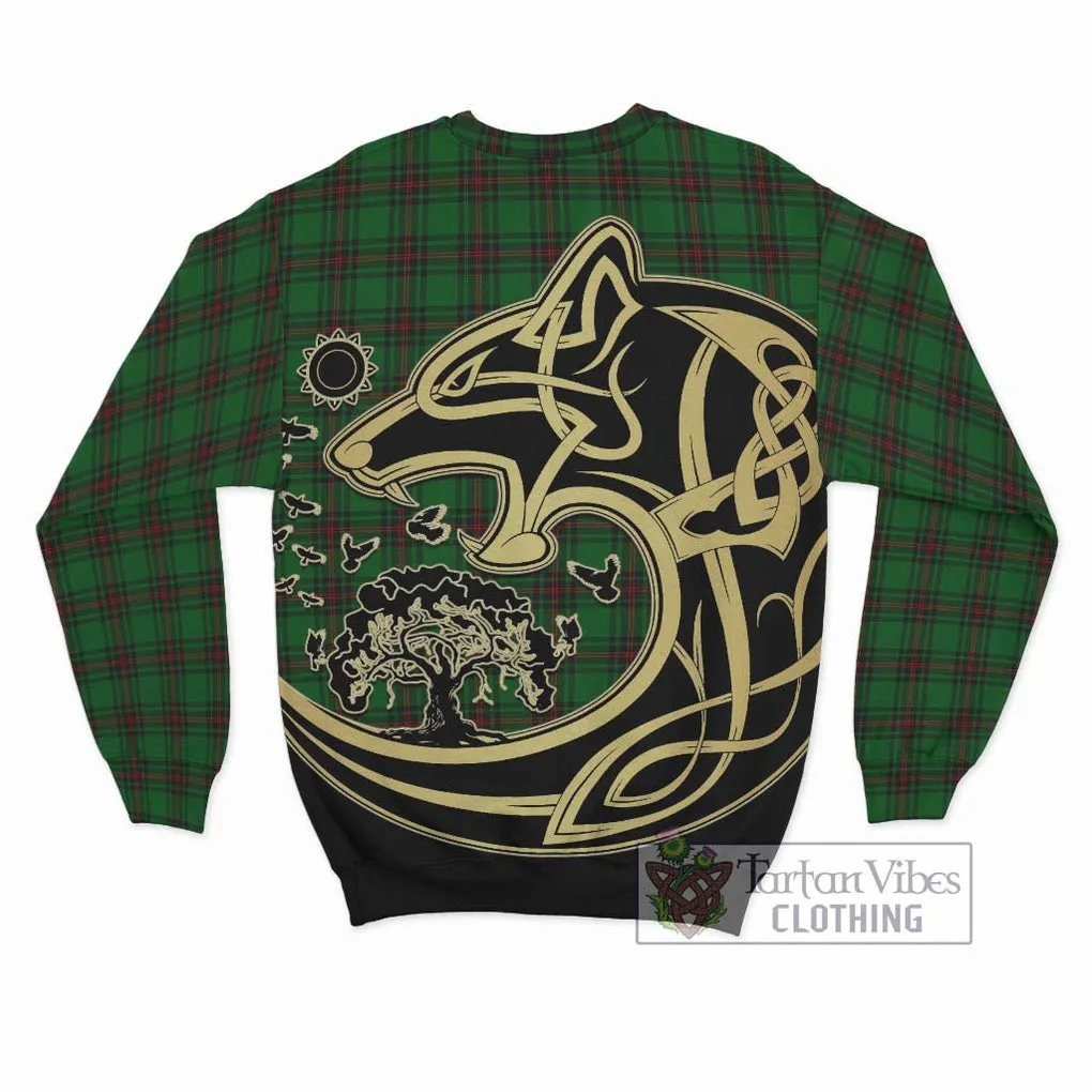 Beveridge Tartan Sweatshirt with Family Crest Celtic Wolf Style