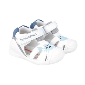 Biogateo White Sandals with Sailor Blue Fish