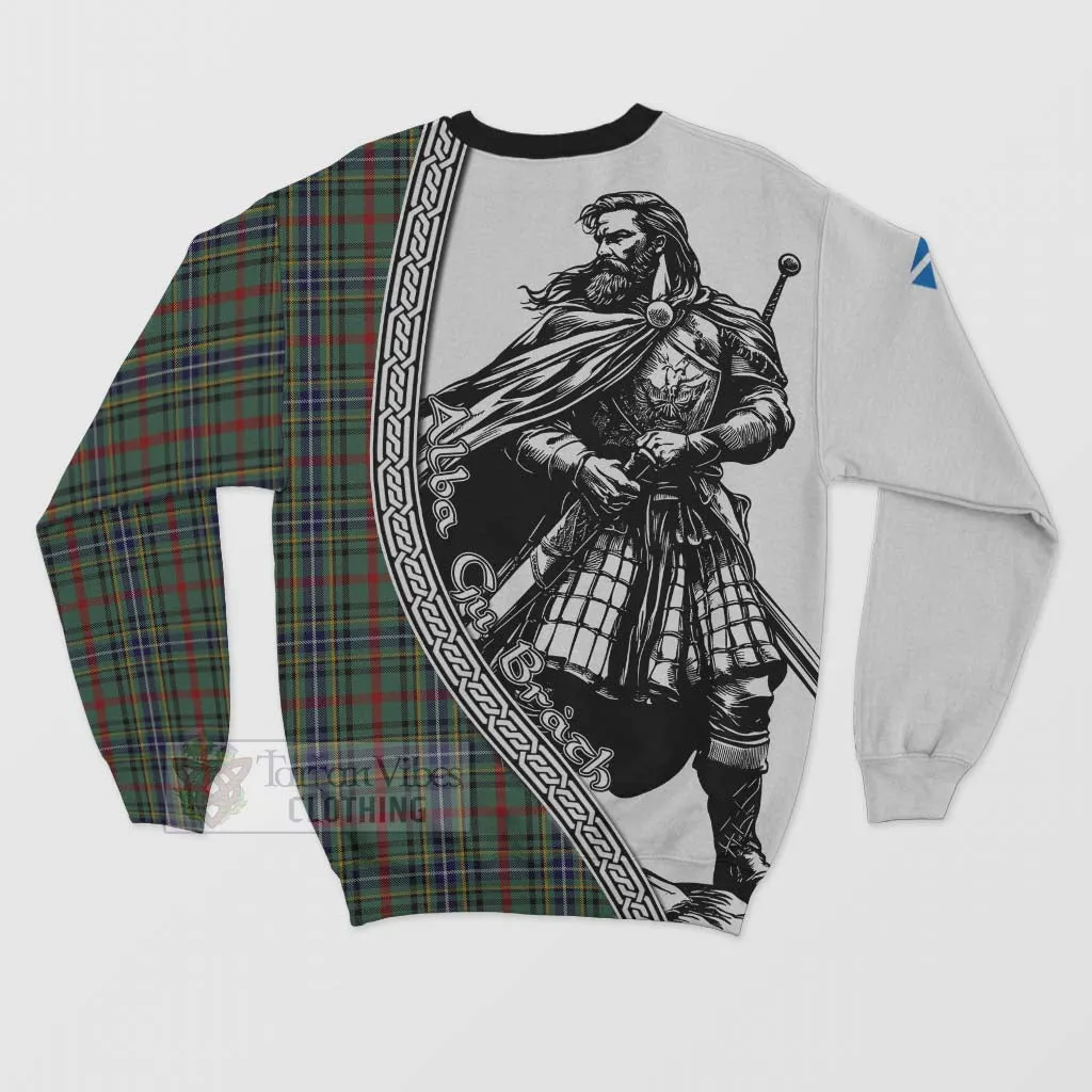 Bisset Tartan Clan Crest Sweatshirt with Highlander Warrior Celtic Style