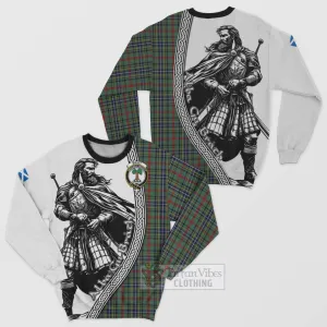 Bisset Tartan Clan Crest Sweatshirt with Highlander Warrior Celtic Style