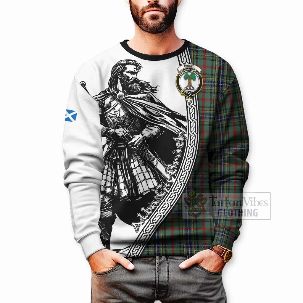 Bisset Tartan Clan Crest Sweatshirt with Highlander Warrior Celtic Style