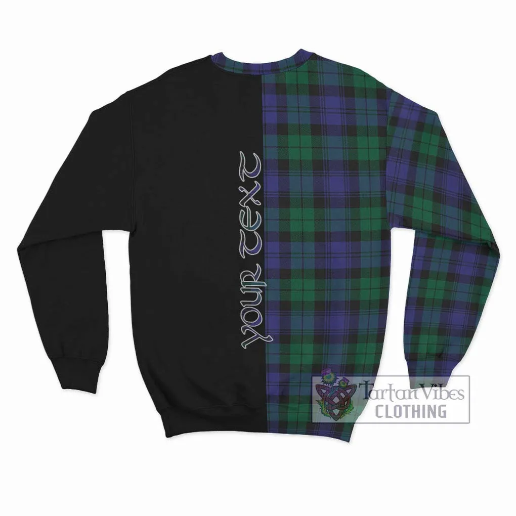 Black Watch Modern Tartan Sweatshirt with Family Crest and Half Of Me Style