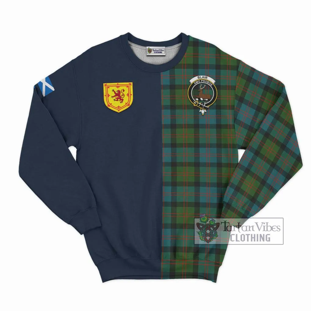 Blair Ancient Tartan Sweatshirt Alba with Scottish Lion Royal Arm Half Style