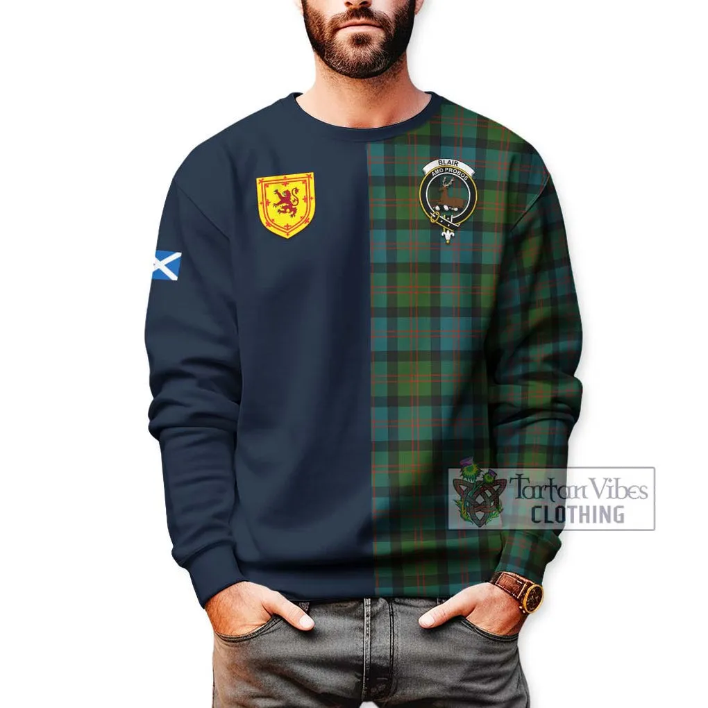 Blair Ancient Tartan Sweatshirt Alba with Scottish Lion Royal Arm Half Style