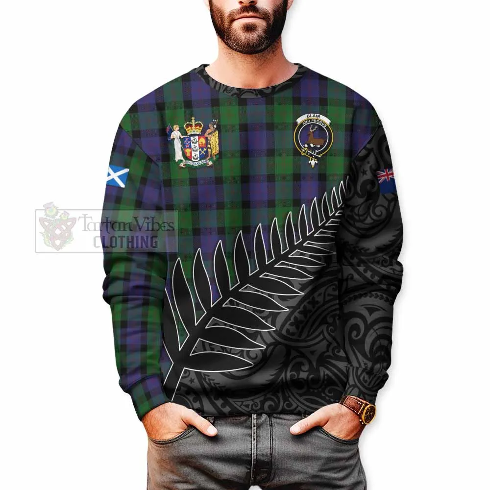 Blair Crest Tartan Sweatshirt with New Zealand Silver Fern Half Style