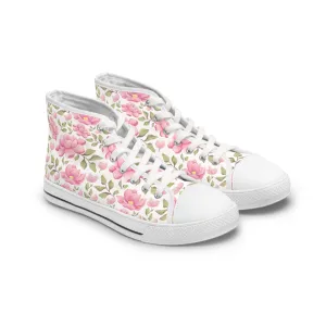 Blush Pink Peony Petals Women's High Top Sneakers