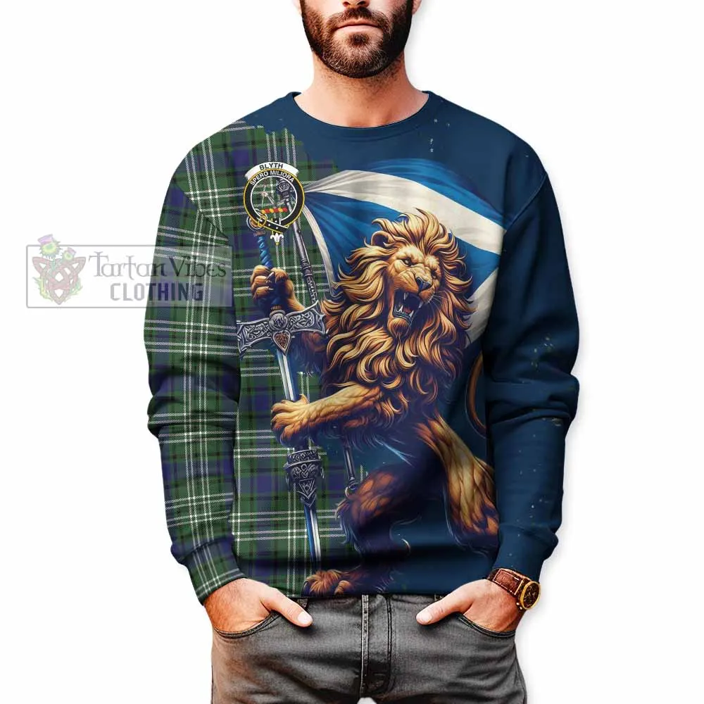 Blyth Tartan Family Crest Sweatshirt with Scottish Majestic Lion