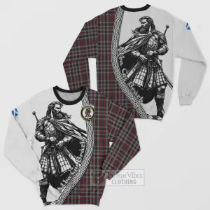 Borthwick Tartan Clan Crest Sweatshirt with Highlander Warrior Celtic Style