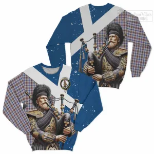 Boswell Tartan Sweatshirt with Family Crest Scottish Bagpiper Vibes