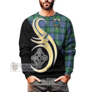 Bowie Ancient Tartan Sweatshirt with Family Crest and Celtic Symbol Style