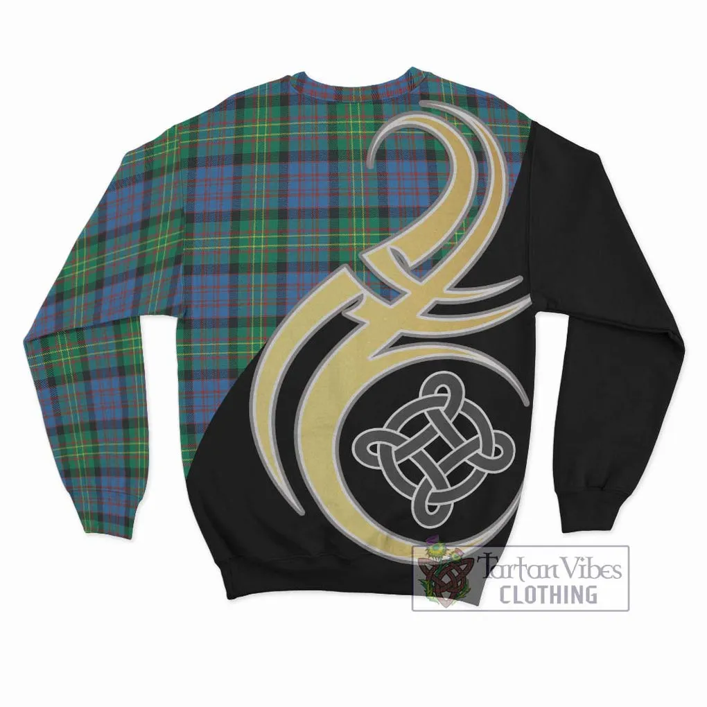 Bowie Ancient Tartan Sweatshirt with Family Crest and Celtic Symbol Style