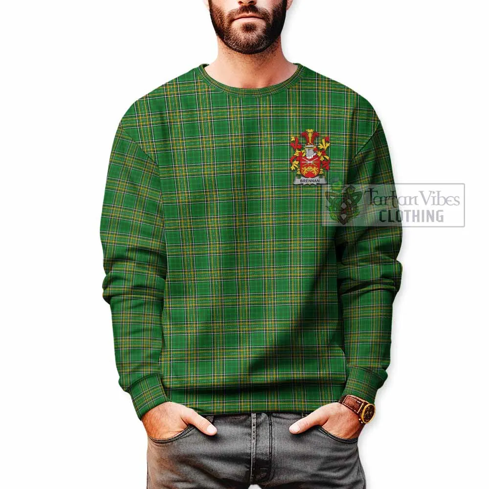 Brennan Irish Clan Tartan Sweatshirt with Coat of Arms