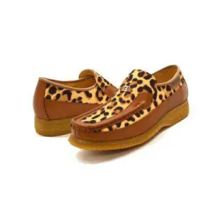 British Walkers Power Cheetah Design Men's Leather Custom Made Slip Ons