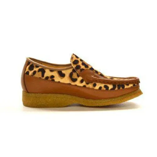 British Walkers Power Cheetah Design Men's Leather Custom Made Slip Ons