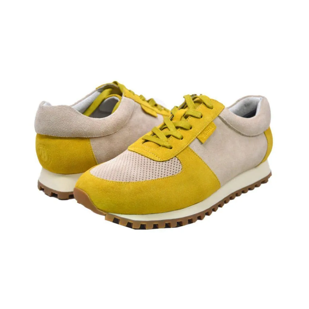 British Walkers Surrey Men's Yellow and Beige Leather and Suede Sneakers