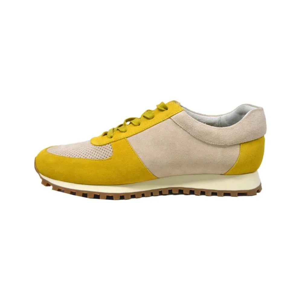 British Walkers Surrey Men's Yellow and Beige Leather and Suede Sneakers