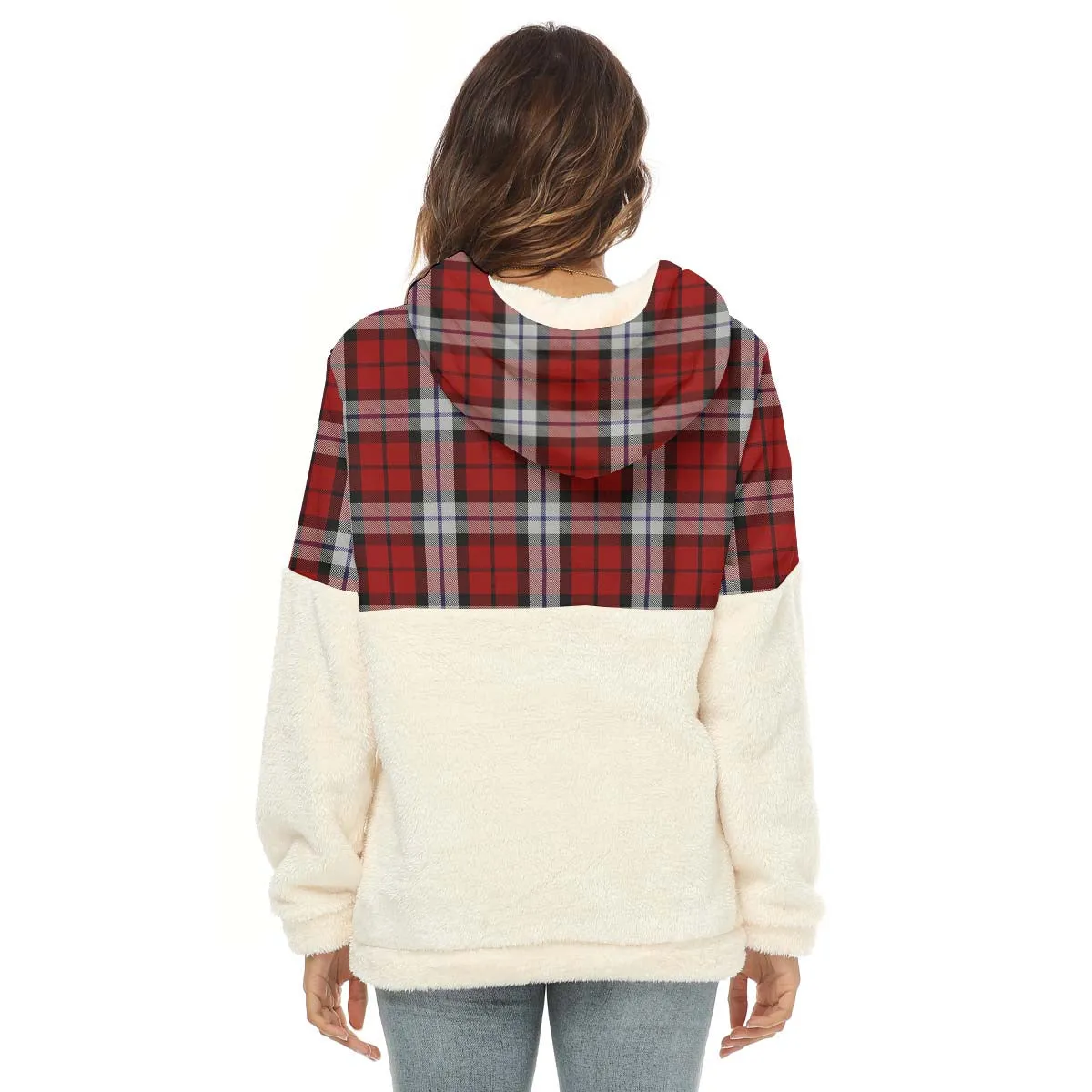 Brodie Dress Tartan Women's Borg Fleece Hoodie With Half Zip