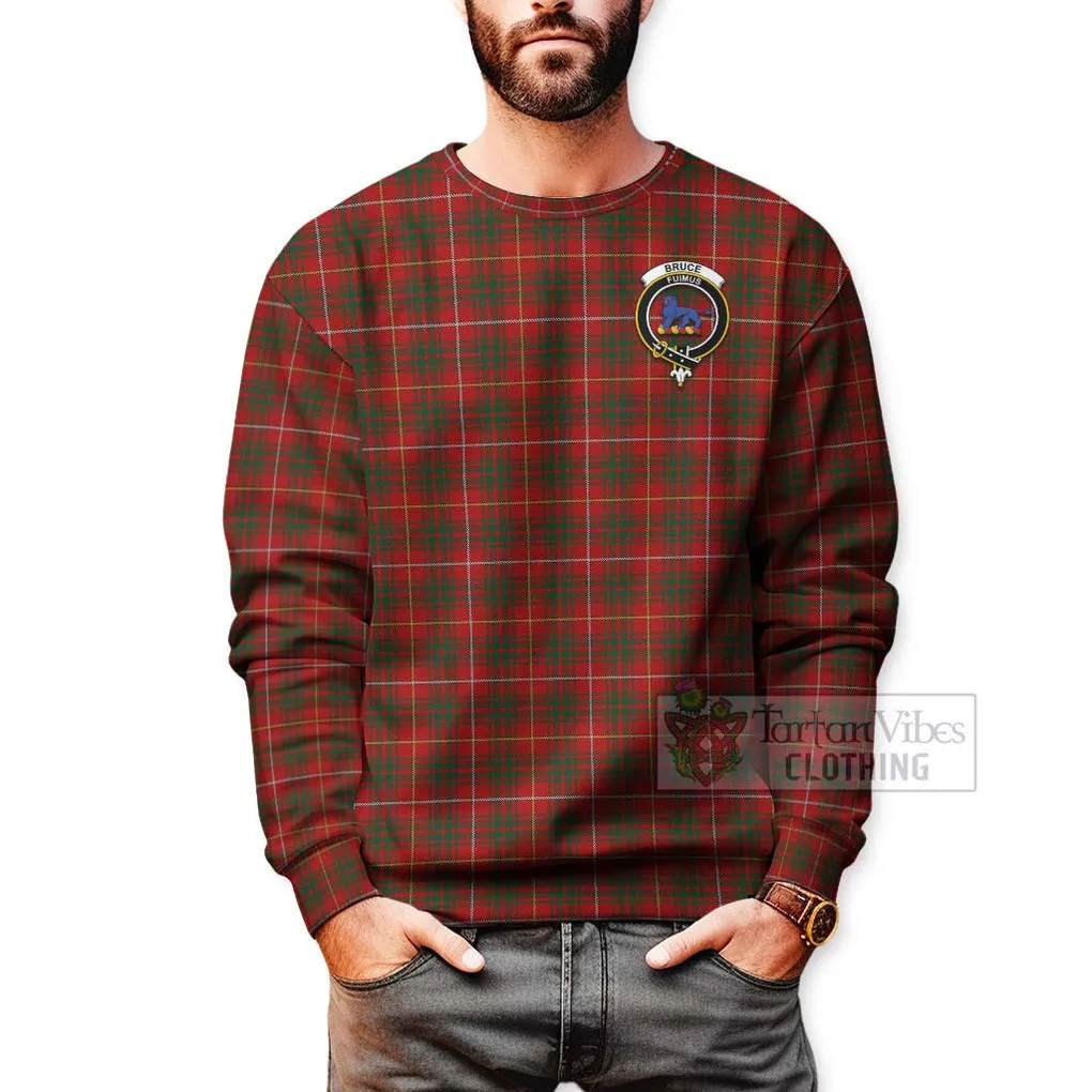 Bruce Tartan Sweatshirt with Family Crest Celtic Skull Style