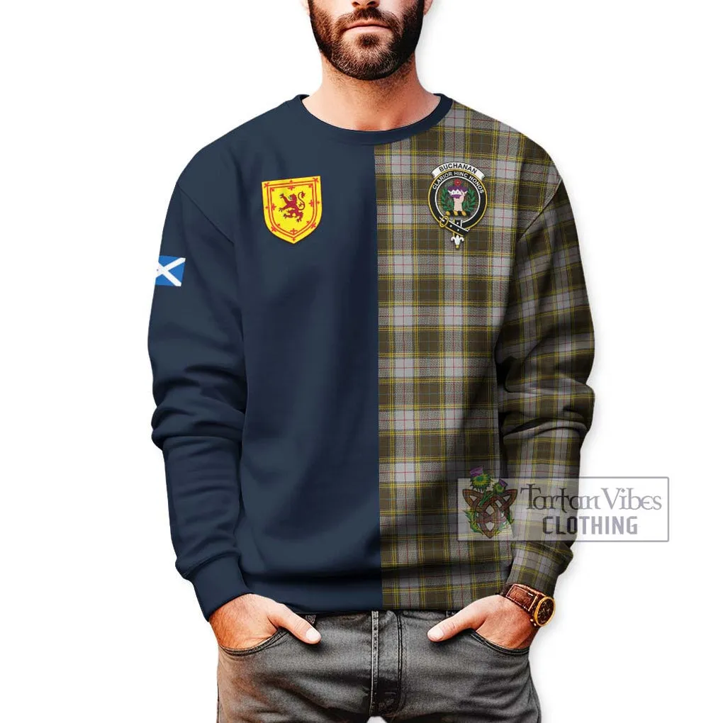 Buchanan Dress Tartan Sweatshirt Alba with Scottish Lion Royal Arm Half Style