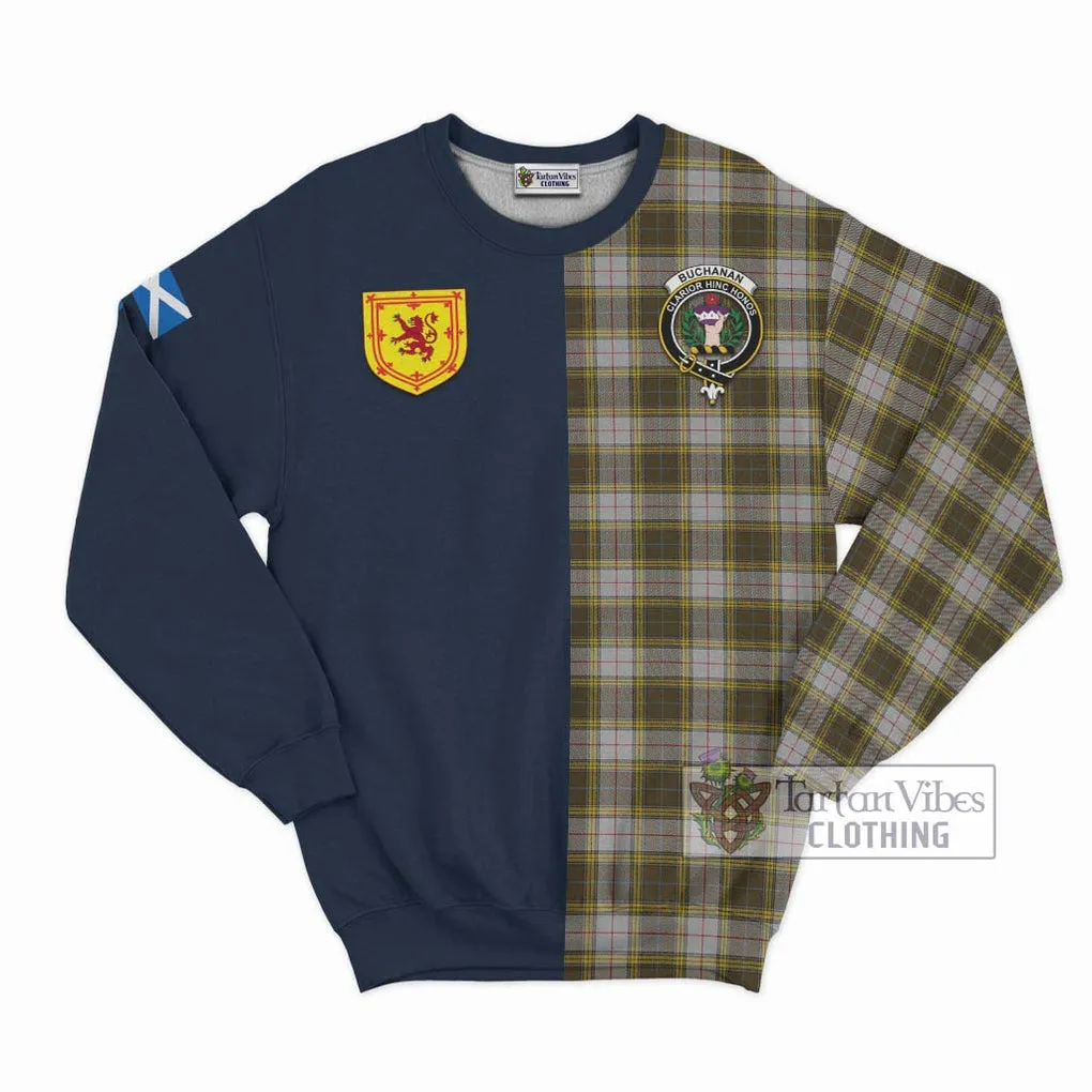 Buchanan Dress Tartan Sweatshirt Alba with Scottish Lion Royal Arm Half Style