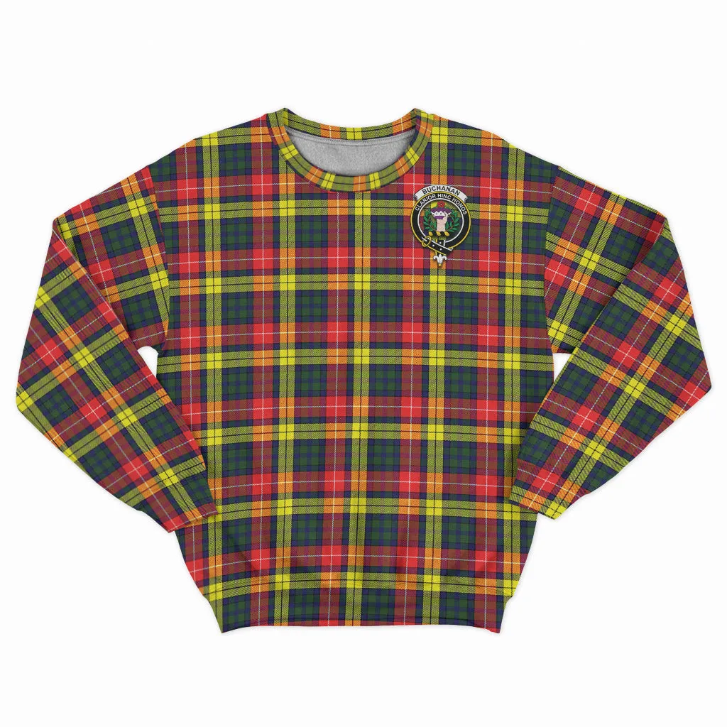 Buchanan Modern Tartan Sweatshirt with Family Crest