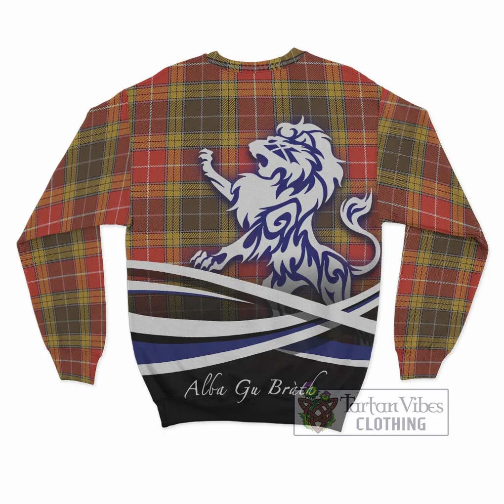 Buchanan Old Set Weathered Tartan Sweatshirt with Alba Gu Brath Regal Lion Emblem