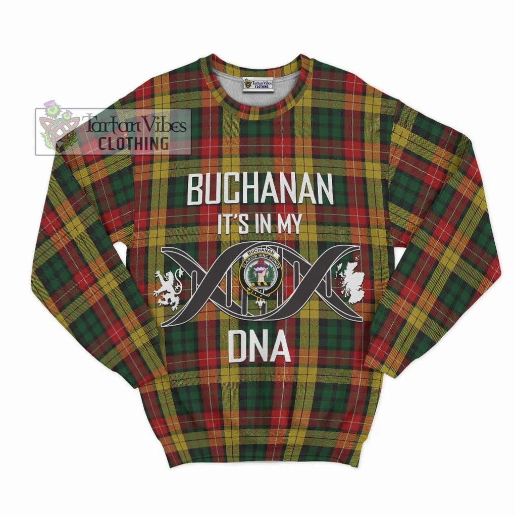 Buchanan Tartan Sweatshirt with Family Crest DNA In Me Style