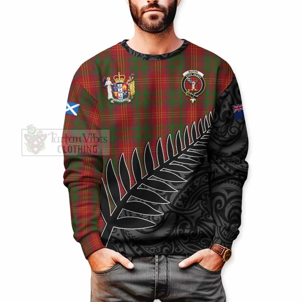 Burns Crest Tartan Sweatshirt with New Zealand Silver Fern Half Style